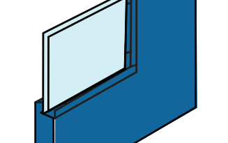 Fiberglass-Pedestrian-Door rabbetted single glazing Diagram of rabbetted single glazing