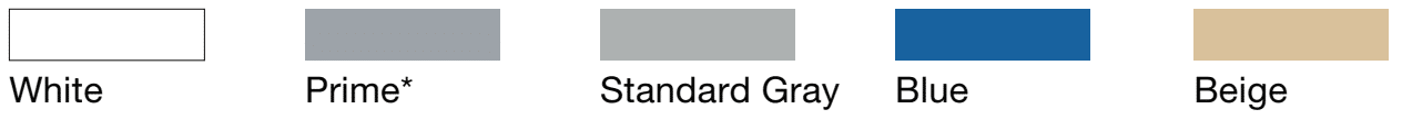 Fiberglass-Pedestrian-Door standard colors white, prime (medium dark gray), standard gray, blue, beige