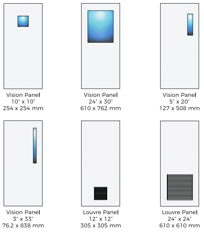 Stainless-Steel-Pedestrian-Door vision panel and louver options